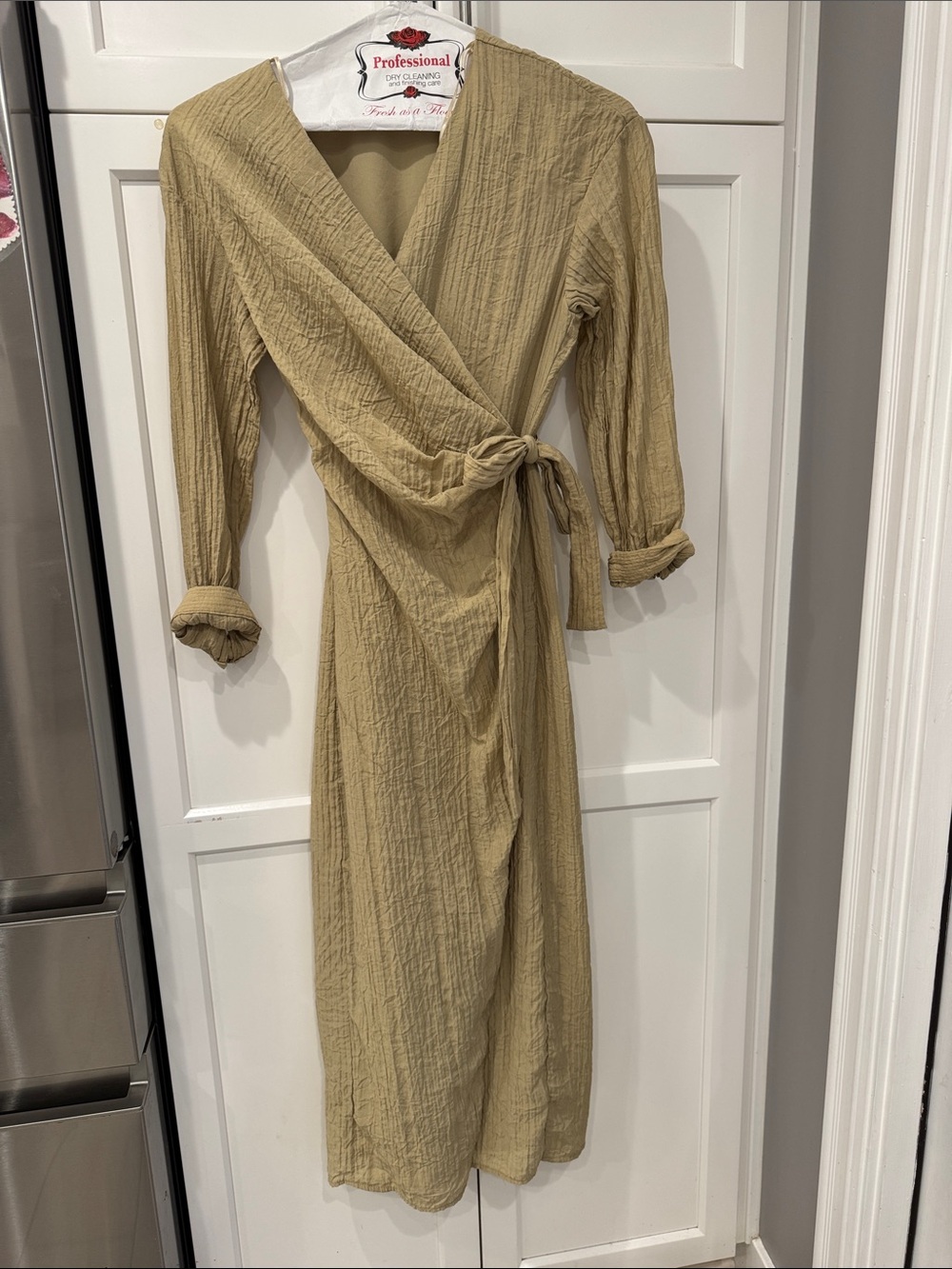 Zara Olive-Tan Wrap Midi Dress
